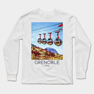 A Pop Art Travel Print of Grenoble - France Long Sleeve T-Shirt